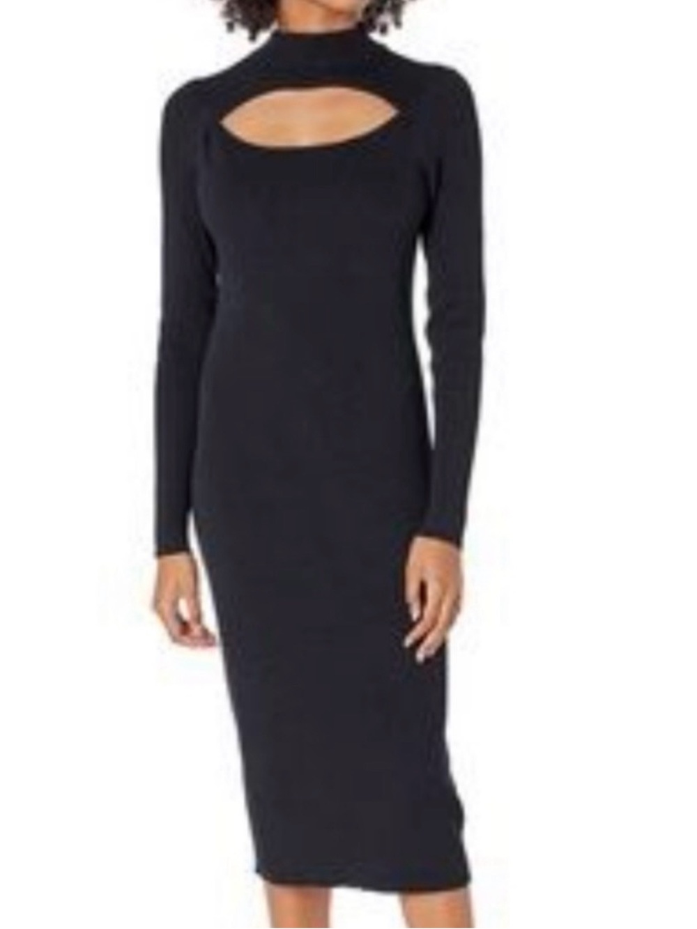 Truth Black Long Sleeve Mock Neck Bodycon Dress